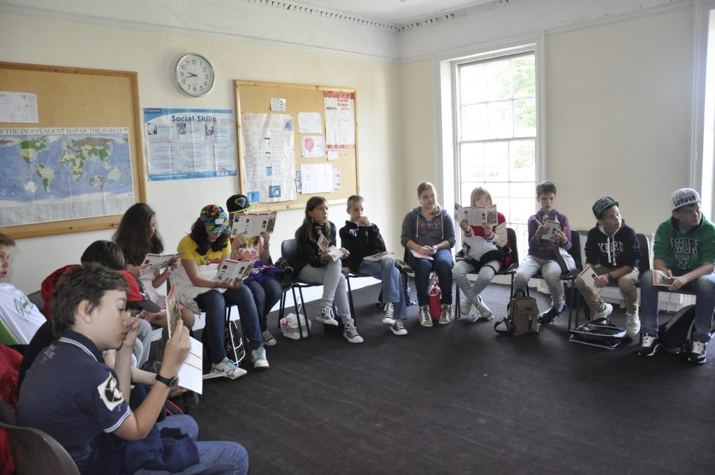 High school students learning English in the UK