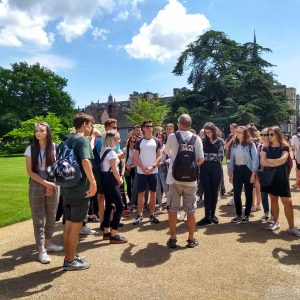 Students on a guided tour of Oxford